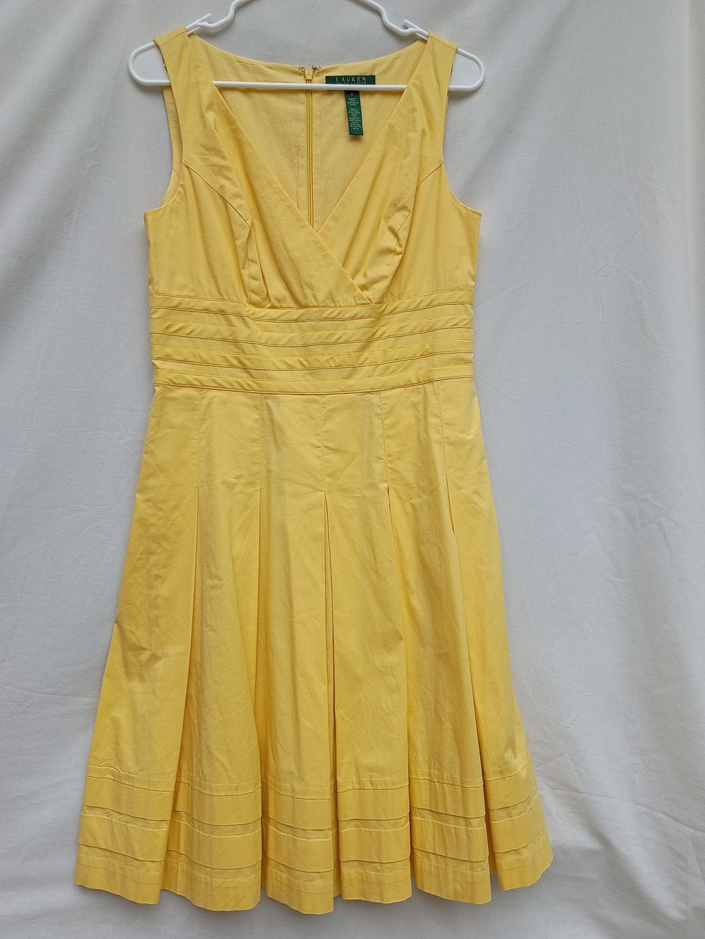 Lauren Ralph Lauren Bright Yellow V‑Neck Sleeveless Midi Dress